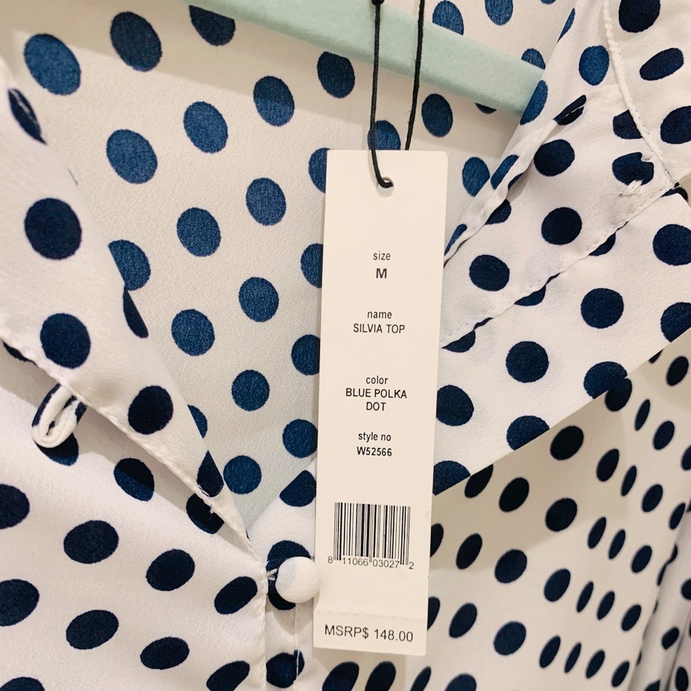 NWT Walter Baker Blue Polka Dot Open Shoulders Blouse / Top - Picture 10 of 15